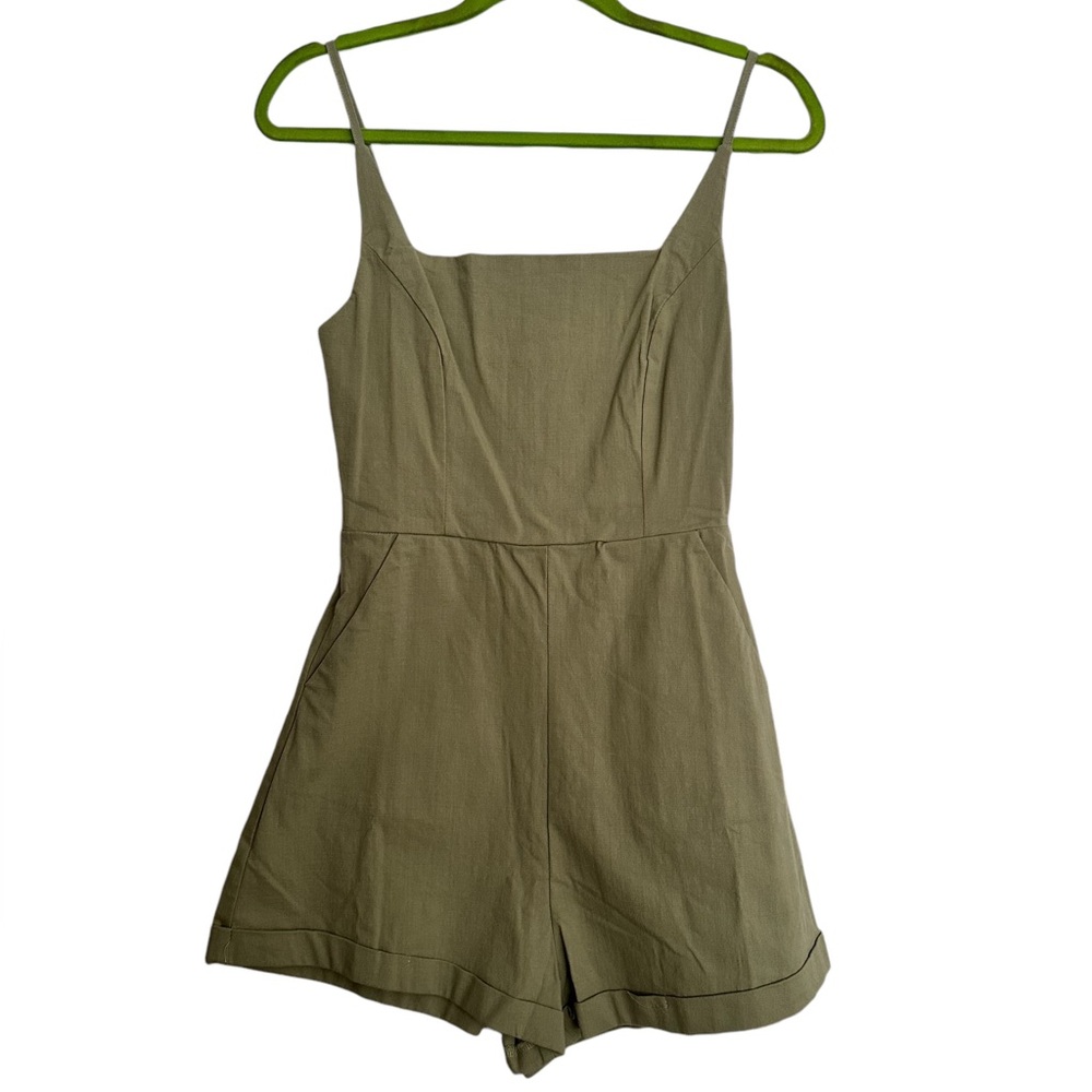 Olive Green Square Neck Romper